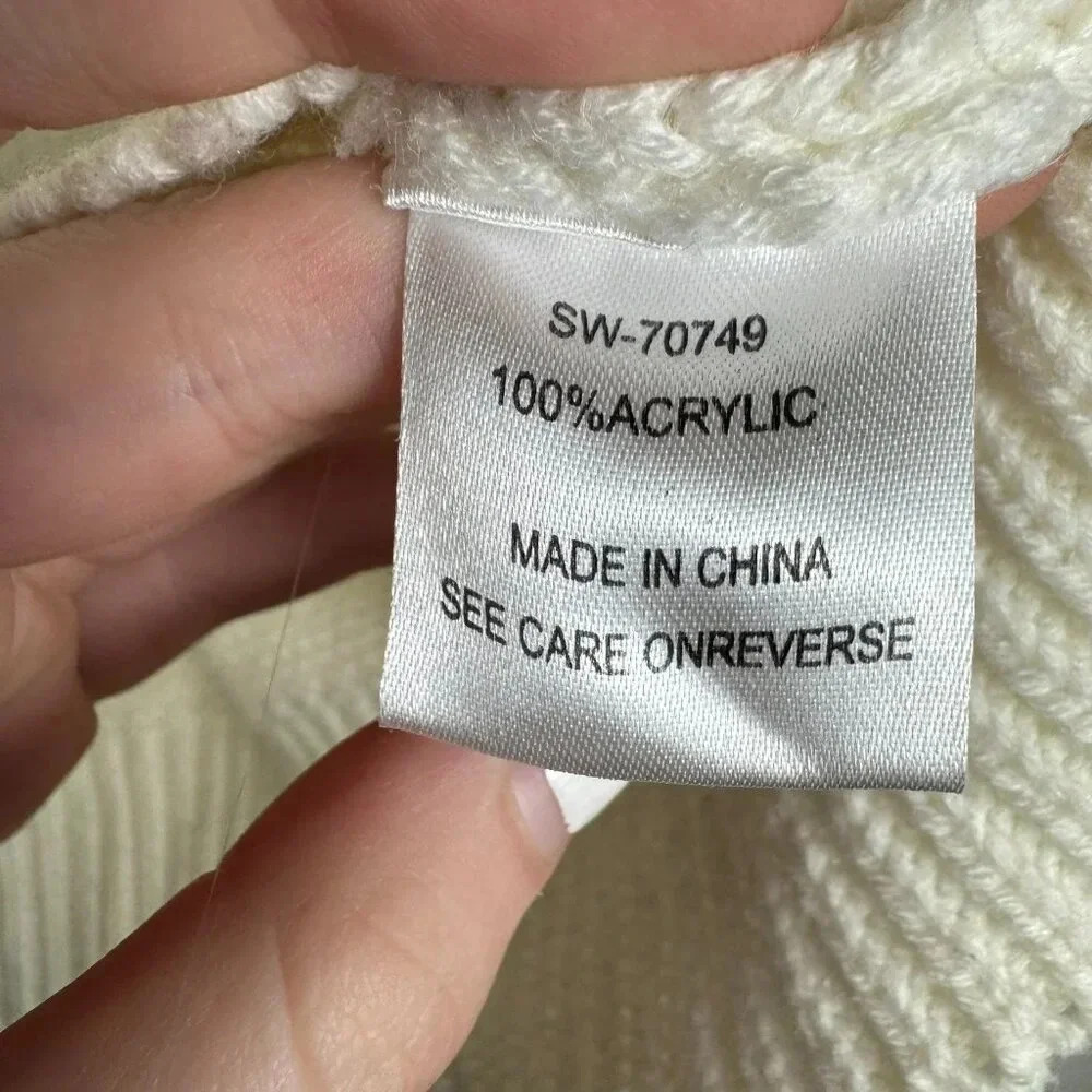 Judith March ivory cropped balloon sleeve sweater fits like medium K19 - Picture 4 of 6